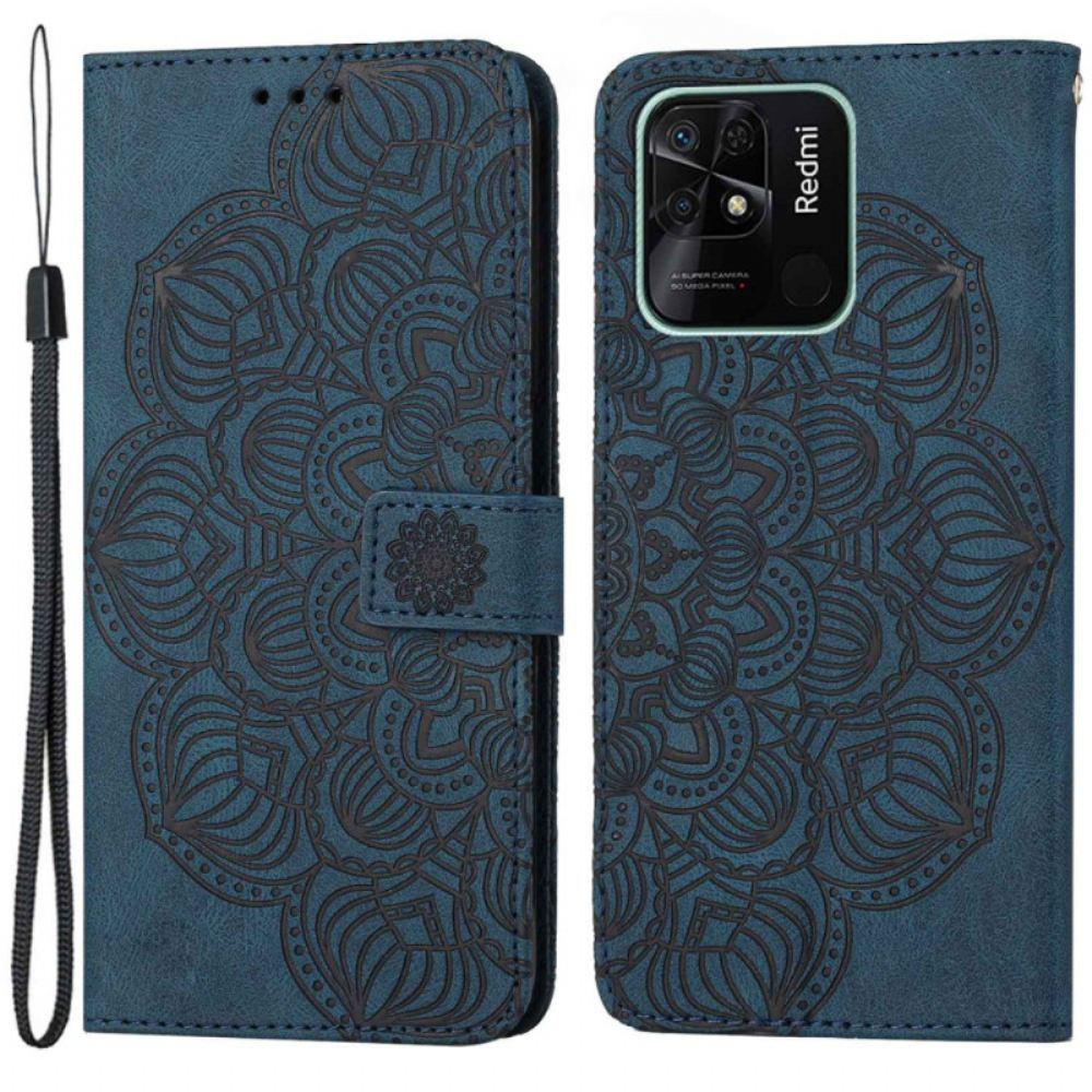 Kožené Pouzdro Na Xiaomi Redmi 10C Na Lana Strappy Mandala