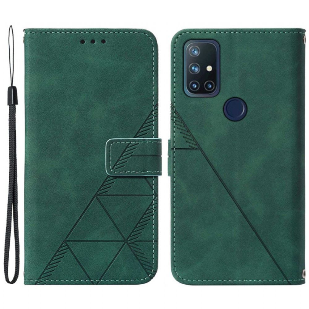 Flipové Pouzdro Na OnePlus Nord N10 Pyramidový Kožený Efekt