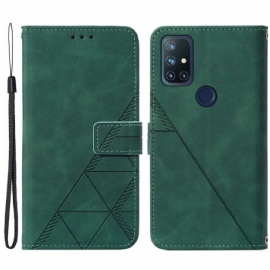 Flipové Pouzdro Na OnePlus Nord N10 Pyramidový Kožený Efekt