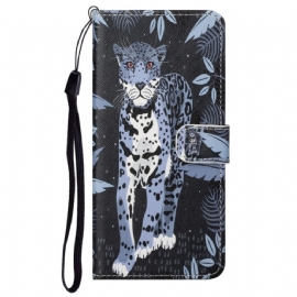 Flipové Pouzdro Na Google Pixel 6A Na Lana Strappy Leopard