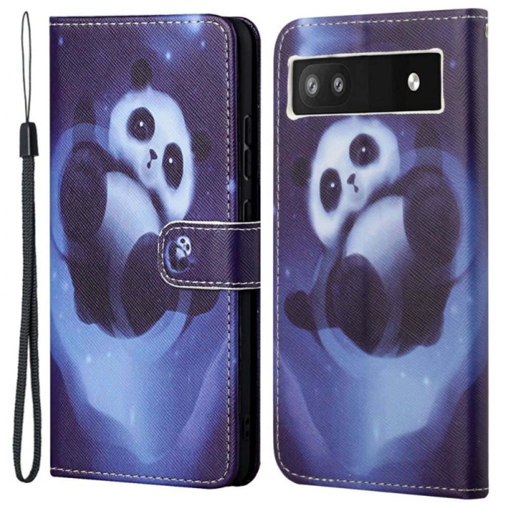 Flipové Pouzdro Na Google Pixel 6A Na Lana Strappy Space Panda