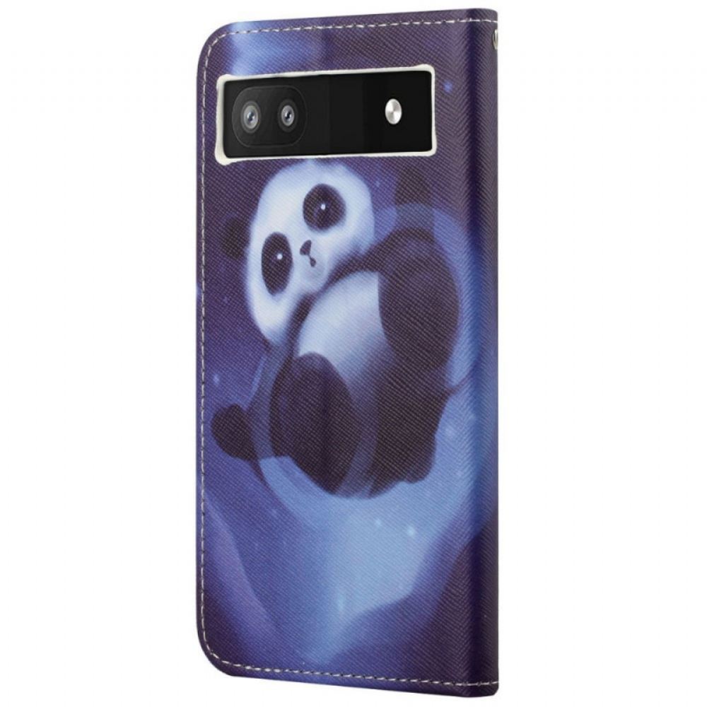 Flipové Pouzdro Na Google Pixel 6A Na Lana Strappy Space Panda