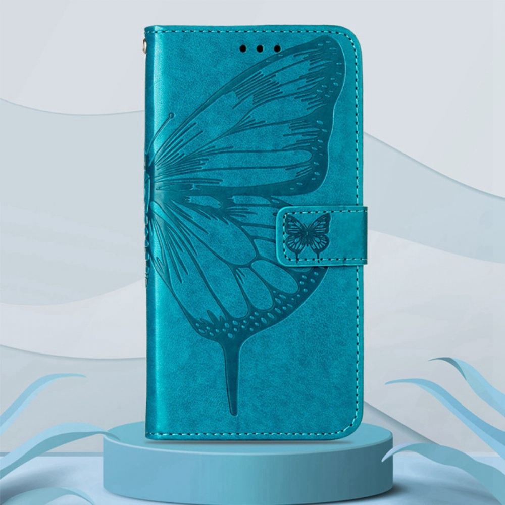 Flipové Pouzdro Na Google Pixel 6A Na Lana Umělecký Strappy Butterfly