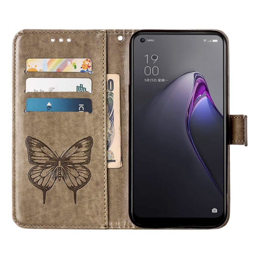 Flipové Pouzdro Na Oppo Reno 8 Pro Na Lana Barokní Motýlek