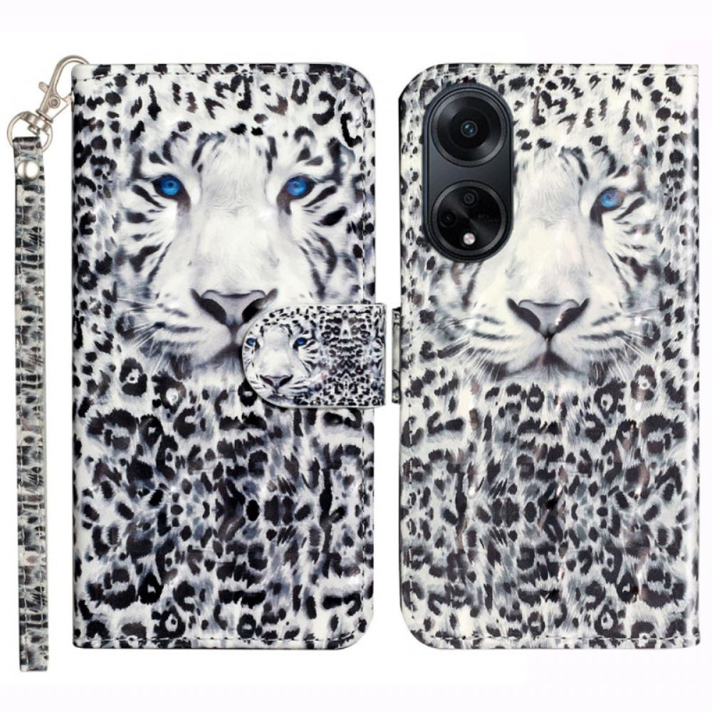 Kožený Kryt Oppo A98 5g Leopardí Popruh