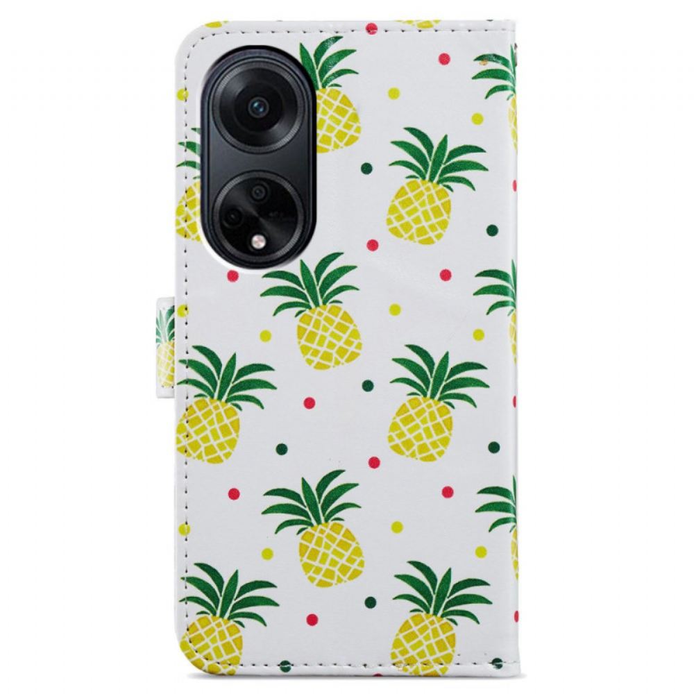 Peněženková Pouzdra Oppo A98 5g Kryty Na Mobil Ananas S Popruhem