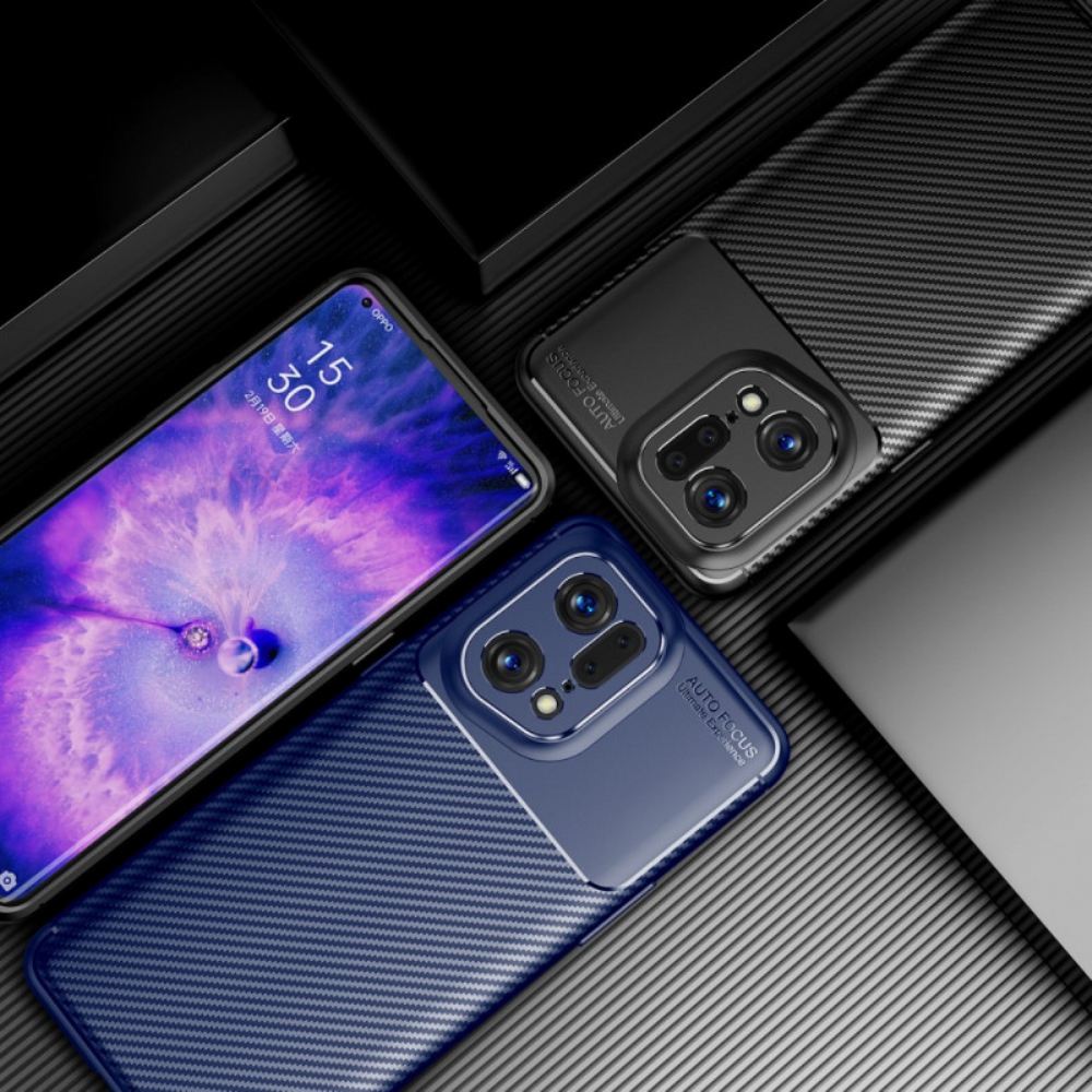 Kryt Na Oppo Find X5 Pro Kartáčované Uhlíkové Vlákno