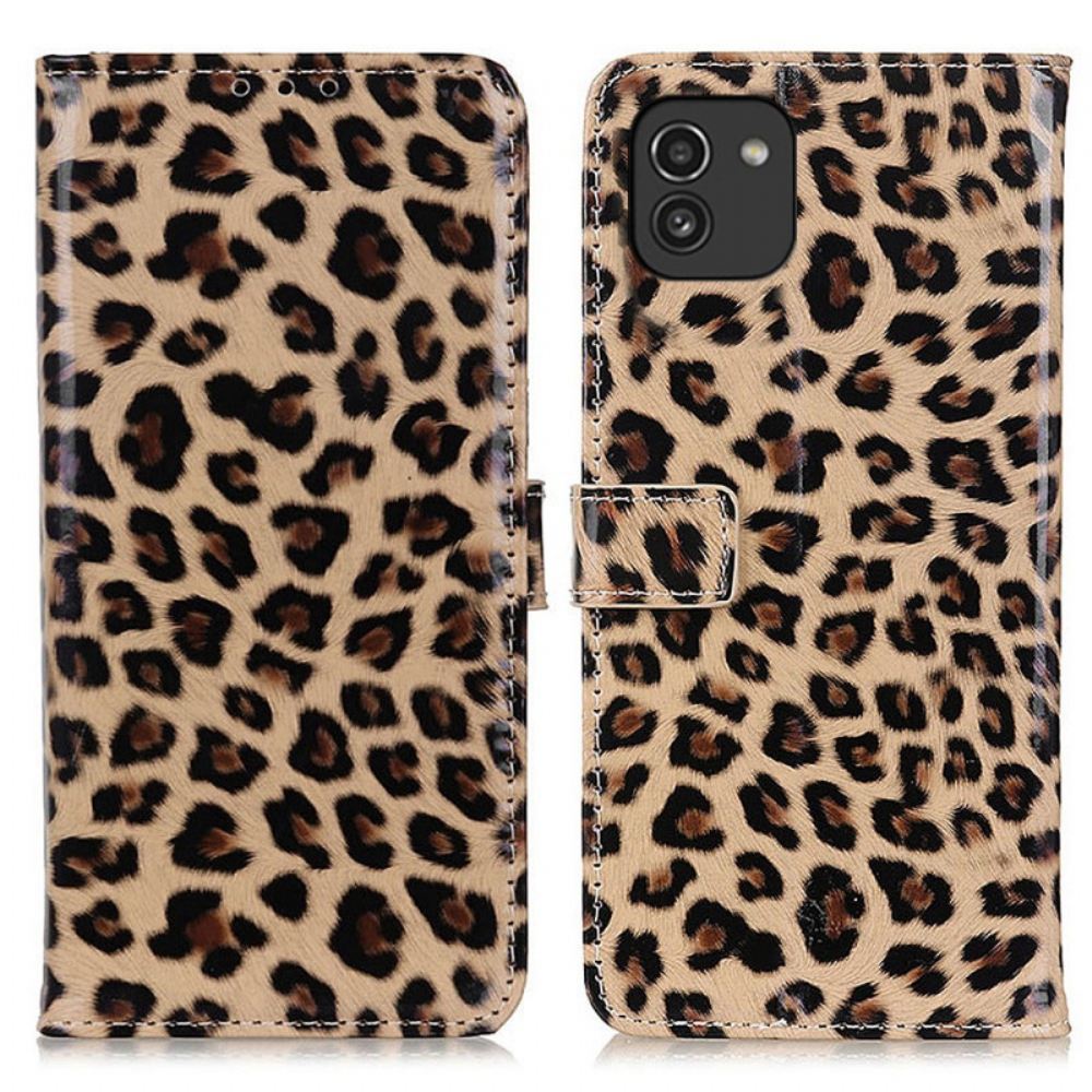 Flipové Pouzdro Na Samsung Galaxy A03 Leopard