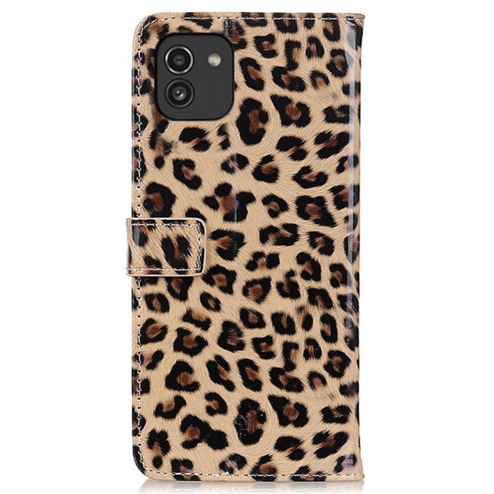 Flipové Pouzdro Na Samsung Galaxy A03 Leopard