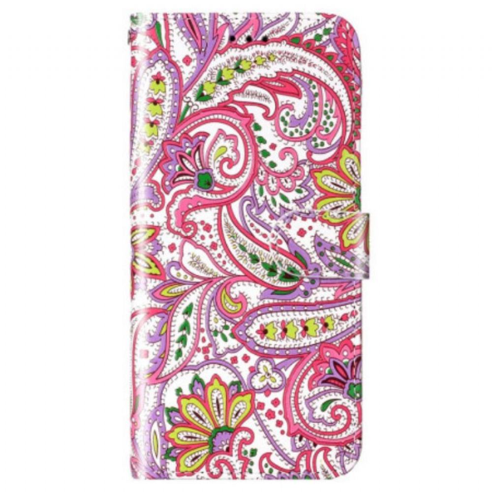 Kožené Pouzdro Na Xiaomi 12 Lite Na Lana Strappy Paisley Vzor