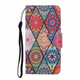 Flipové Pouzdro Na Samsung Galaxy A12 / M12 Patchwork S Popruhem