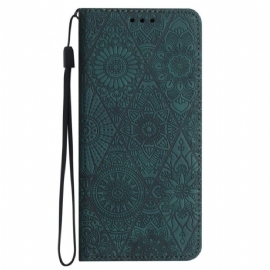 Kožené Pouzdro Folio Samsung Galaxy A55 5g Patchwork S Popruhem