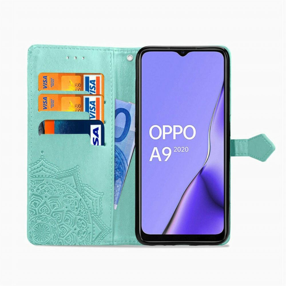 Kožené Pouzdro Na Oppo A9 2020 / A5 2020 Středověká Mandala