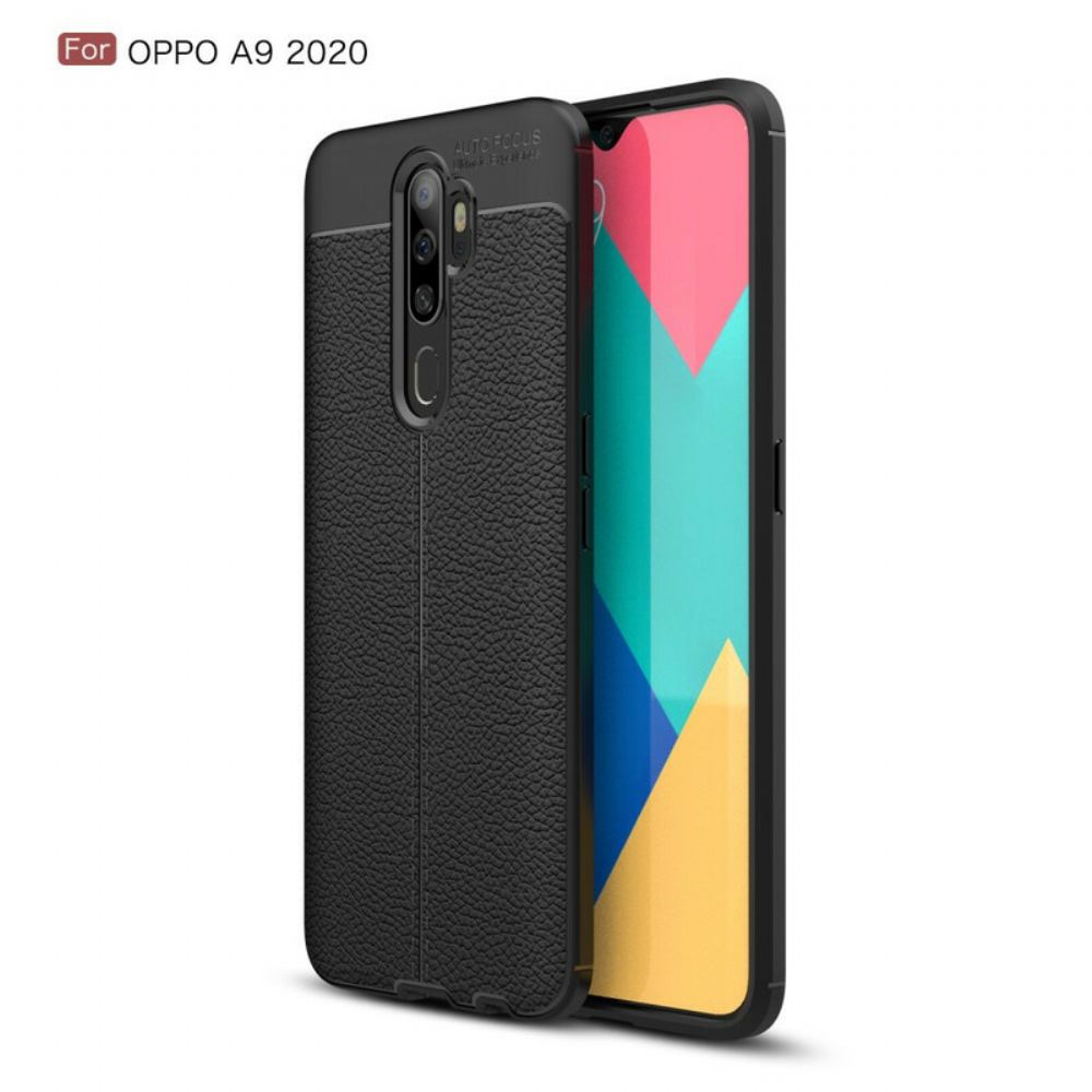 Kryt Na Oppo A9 2020 / A5 2020 Dvouřadý Kožený Efekt Litchi