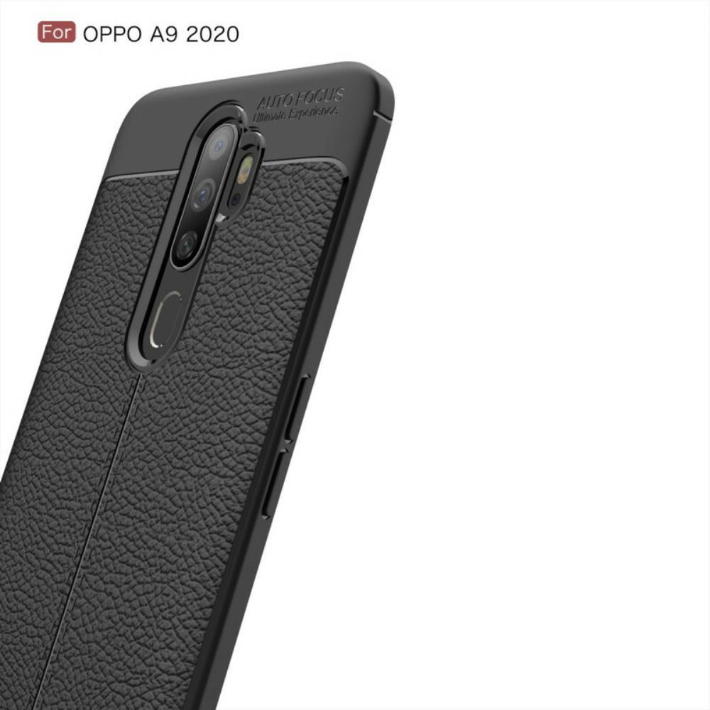 Kryt Na Oppo A9 2020 / A5 2020 Dvouřadý Kožený Efekt Litchi