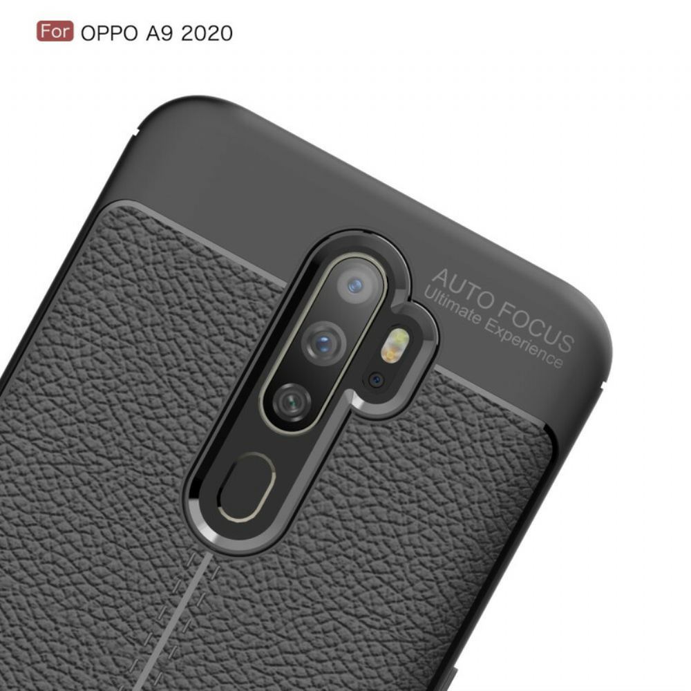 Kryt Na Oppo A9 2020 / A5 2020 Dvouřadý Kožený Efekt Litchi