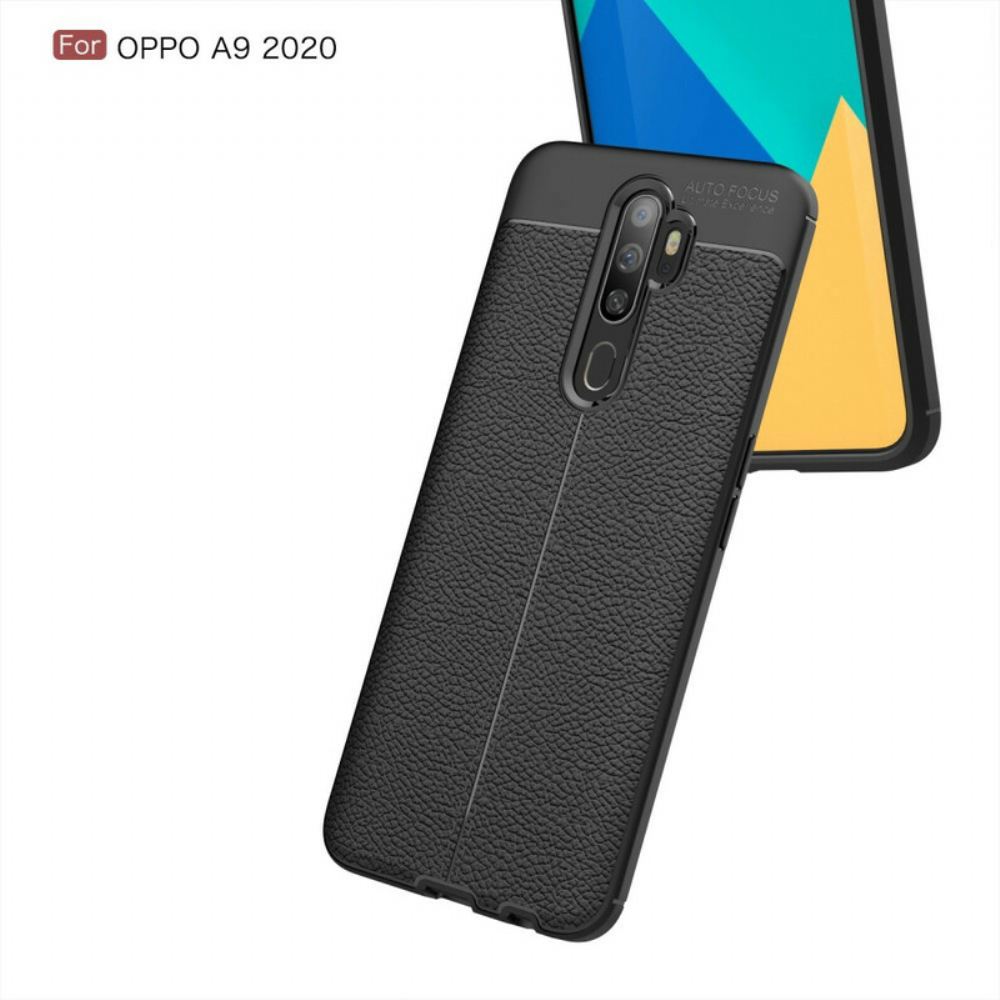 Kryt Na Oppo A9 2020 / A5 2020 Dvouřadý Kožený Efekt Litchi