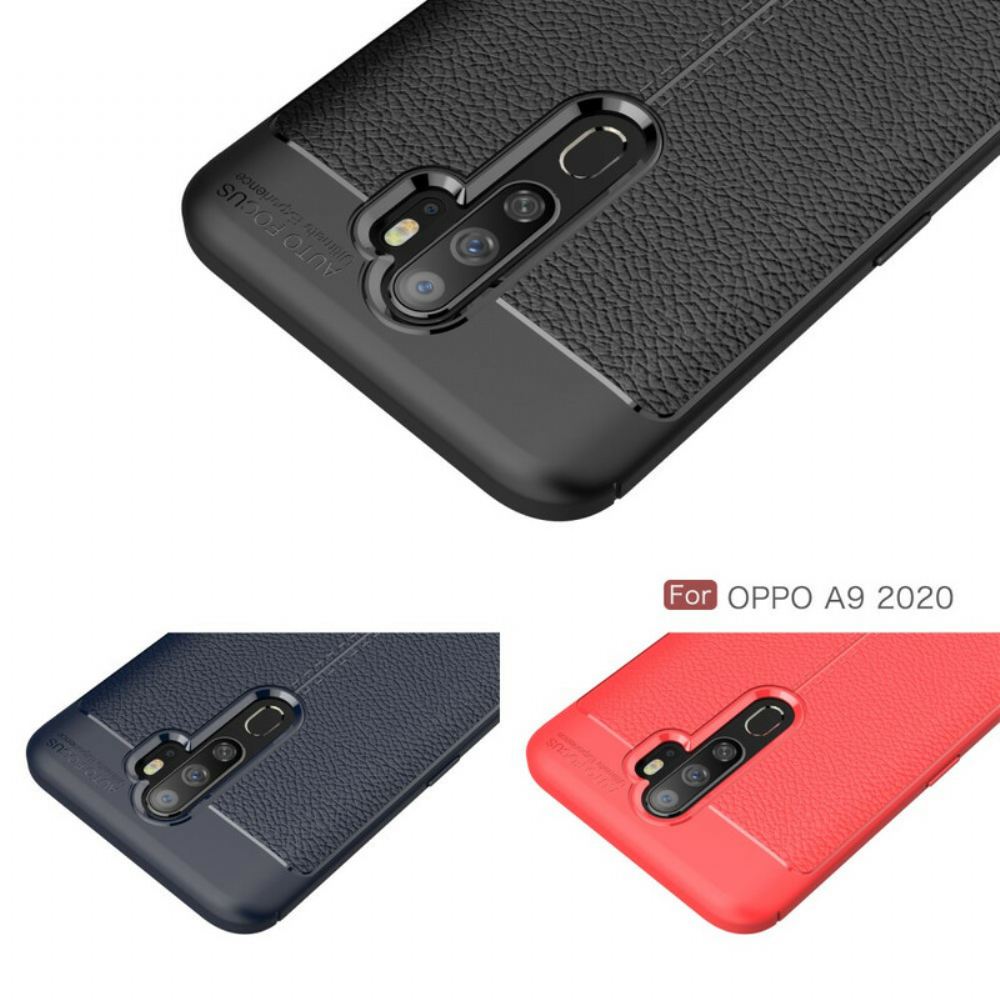 Kryt Na Oppo A9 2020 / A5 2020 Dvouřadý Kožený Efekt Litchi