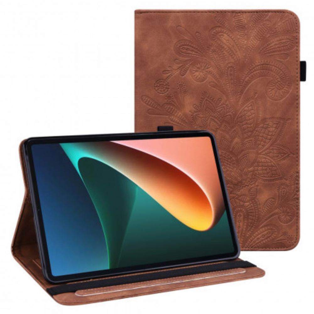 Kožené Pouzdro Folio Na Xiaomi Pad 5 Květinový Vzor