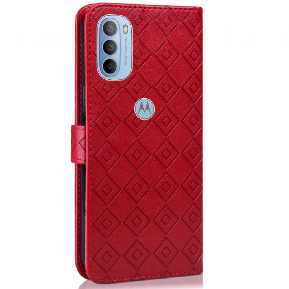 Flipové Pouzdro Na Moto G31 / Moto G41 Kontrolní Vzor Imitace Kůže