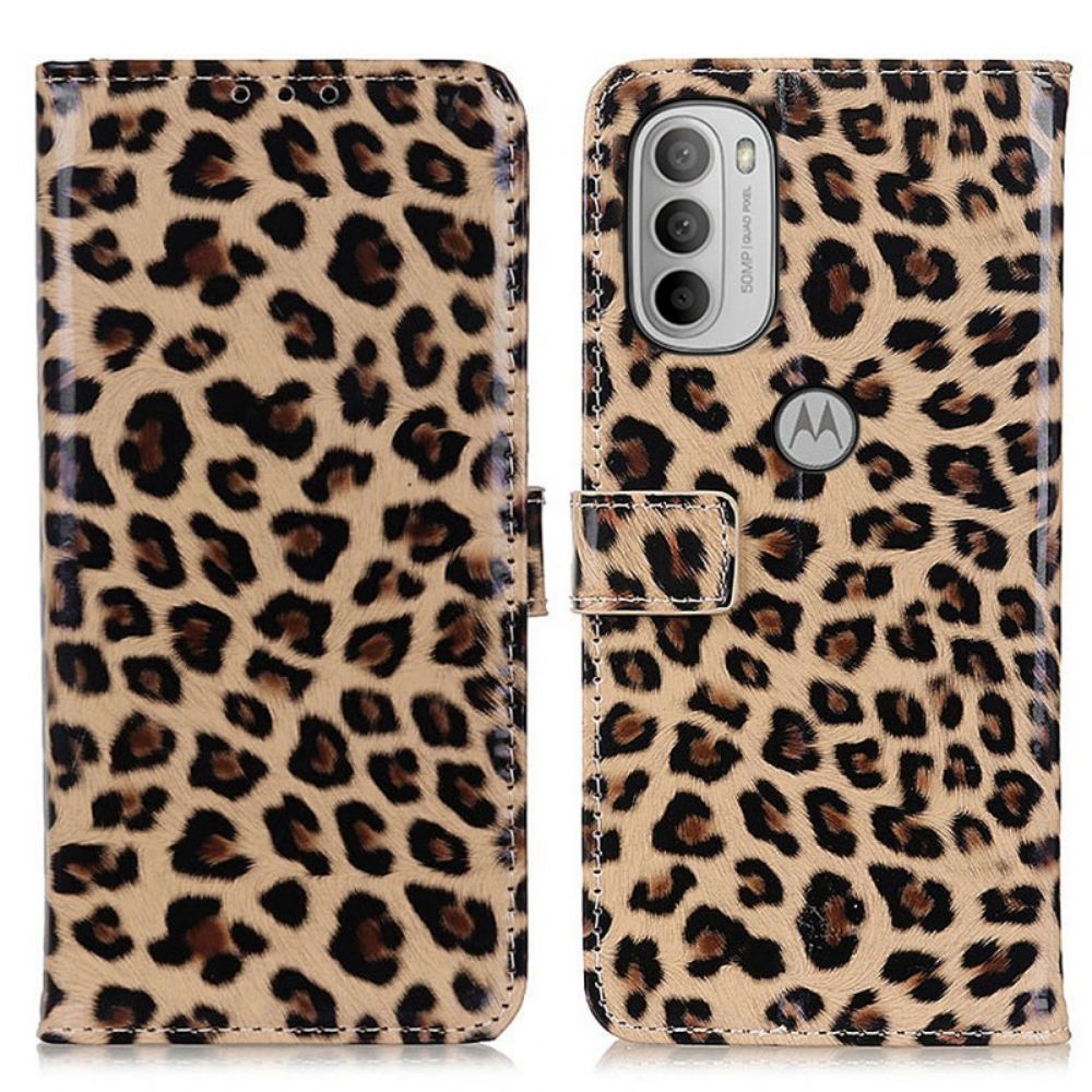 Flipové Pouzdro Na Moto G31 / Moto G41 Obyčejný Leopard