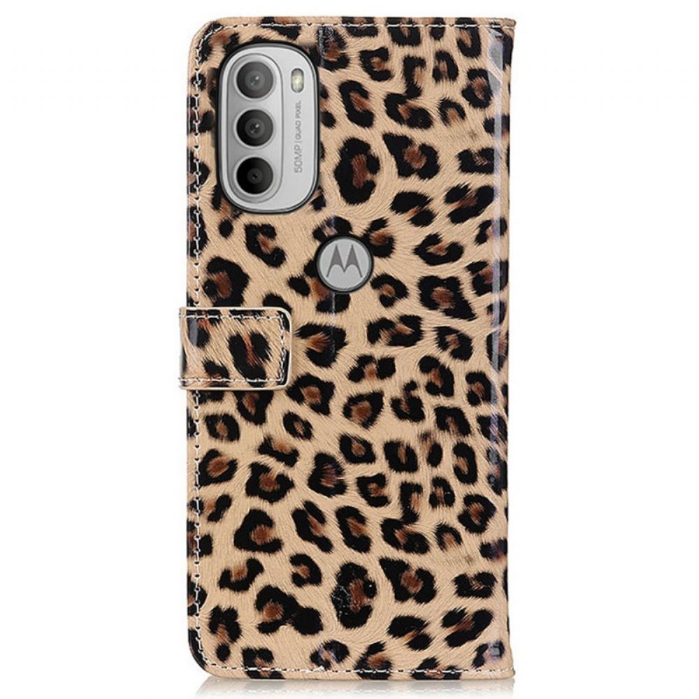 Flipové Pouzdro Na Moto G31 / Moto G41 Obyčejný Leopard