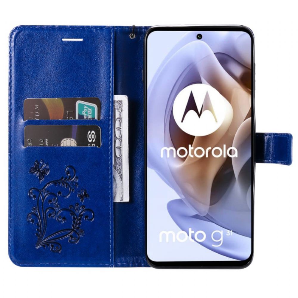 Kožené Pouzdro Na Moto G31 / Moto G41 Na Lana Obří Motýli