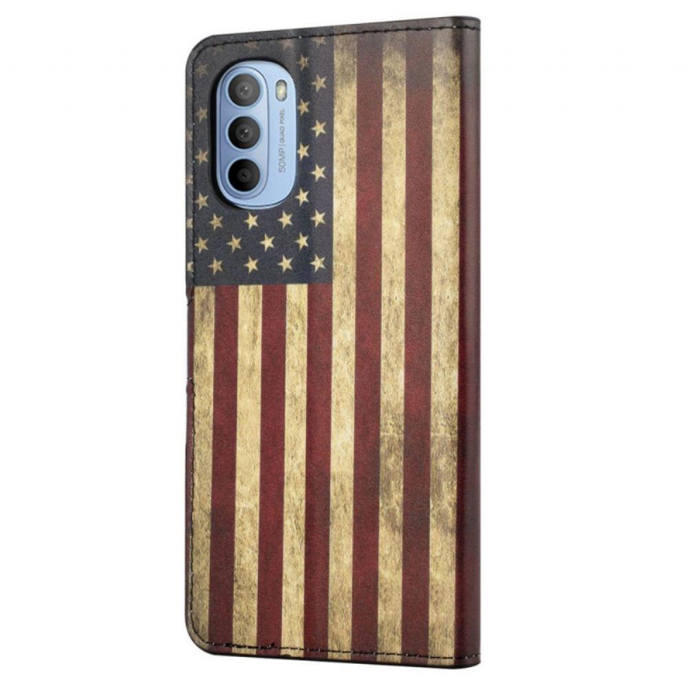 Kožené Pouzdro Na Moto G31 / Moto G41 Vlajka Usa