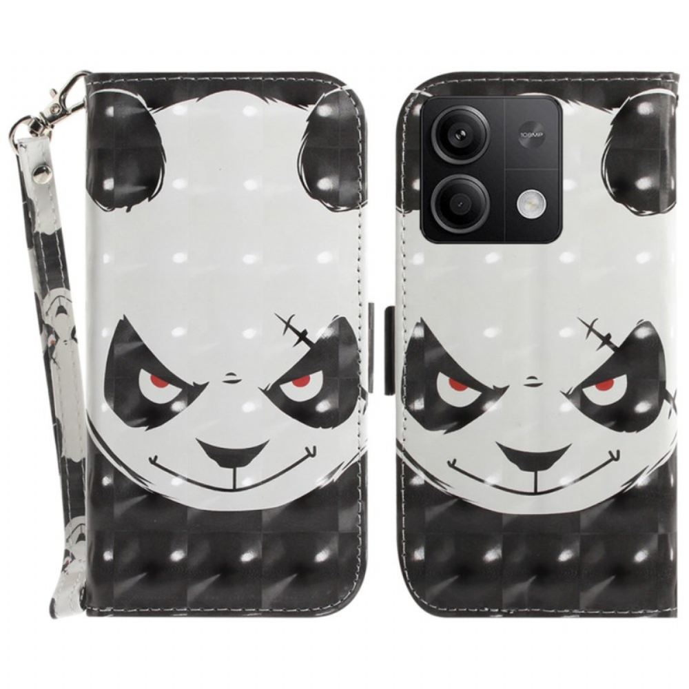 Kožený Kryt Xiaomi Redmi Note 13 5g Rozzlobená Panda S Popruhem