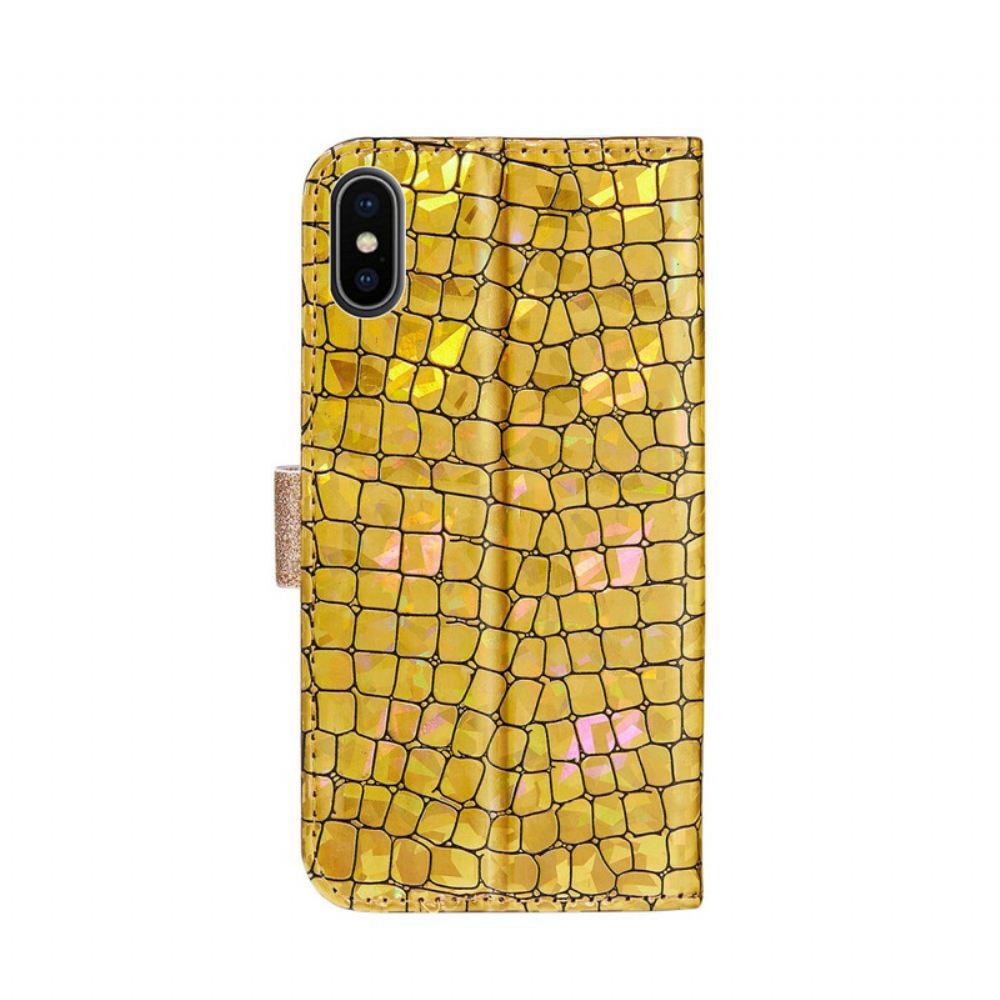 Flipové Pouzdro Na iPhone XS Max Krokodýlí Diamanty