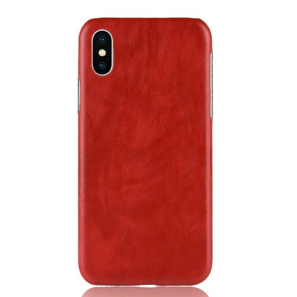 Kryt Na iPhone XS Max Kožený Efekt Litchi