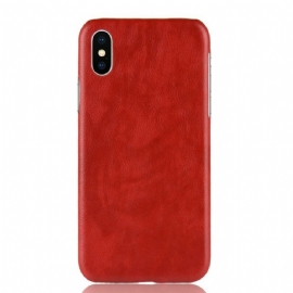 Kryt Na iPhone XS Max Kožený Efekt Litchi