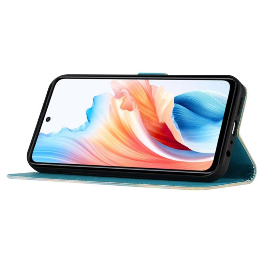 Kožený Kryt Na Oppo Reno 11 Pro 5g Zlatí Motýli