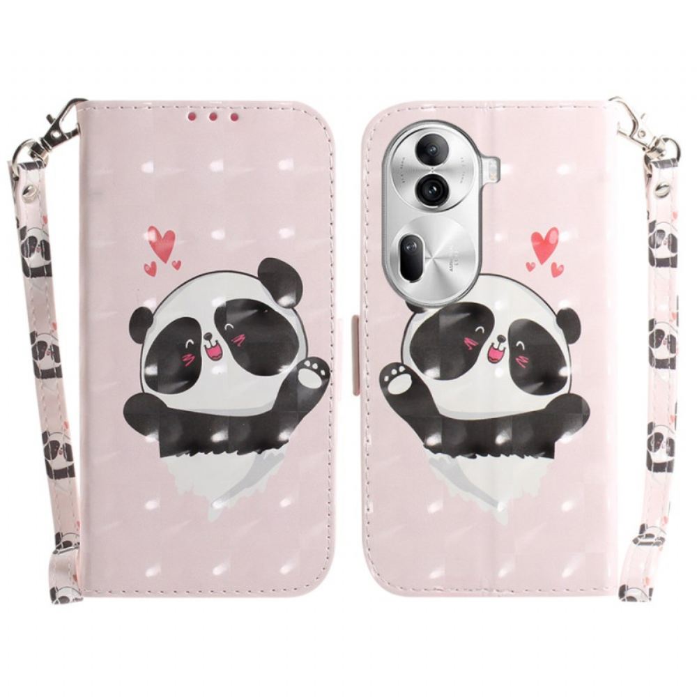 Kožený Kryt Oppo Reno 11 Pro 5g Panda Love With Strap