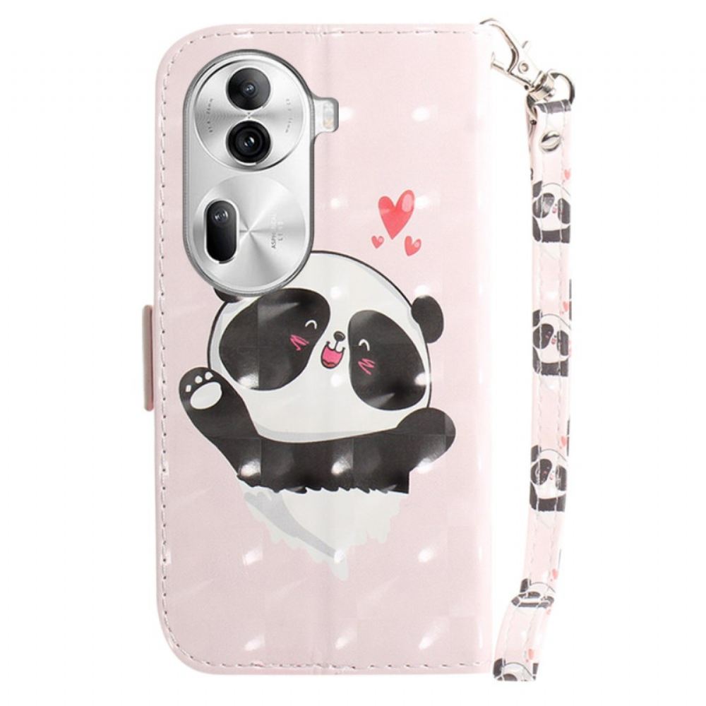 Kožený Kryt Oppo Reno 11 Pro 5g Panda Love With Strap