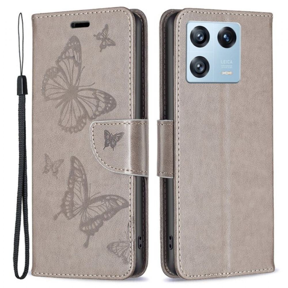 Flipové Pouzdro Na Xiaomi 13 Pro Na Lana Butterflies Printed Strappy