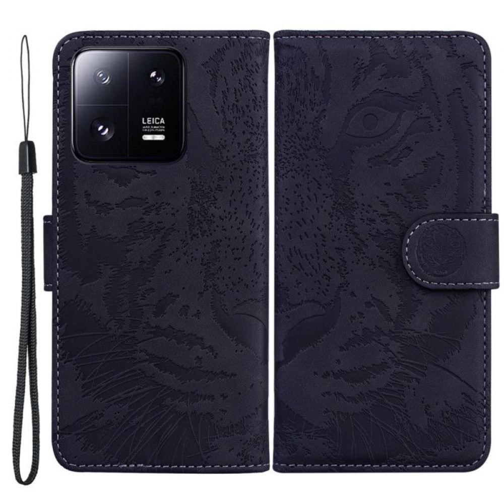 Flipové Pouzdro Na Xiaomi 13 Pro Na Lana Strappy Tiger Print