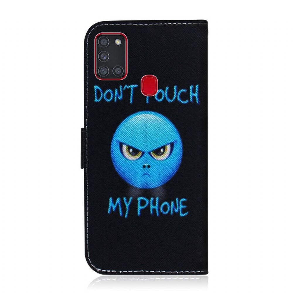 Kožené Pouzdro Na Samsung Galaxy A21s Emoji Telefon