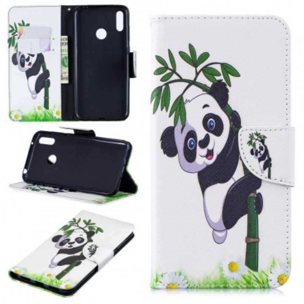 Flipové Pouzdro Na Huawei Y7 2019 Panda Na Bambusu