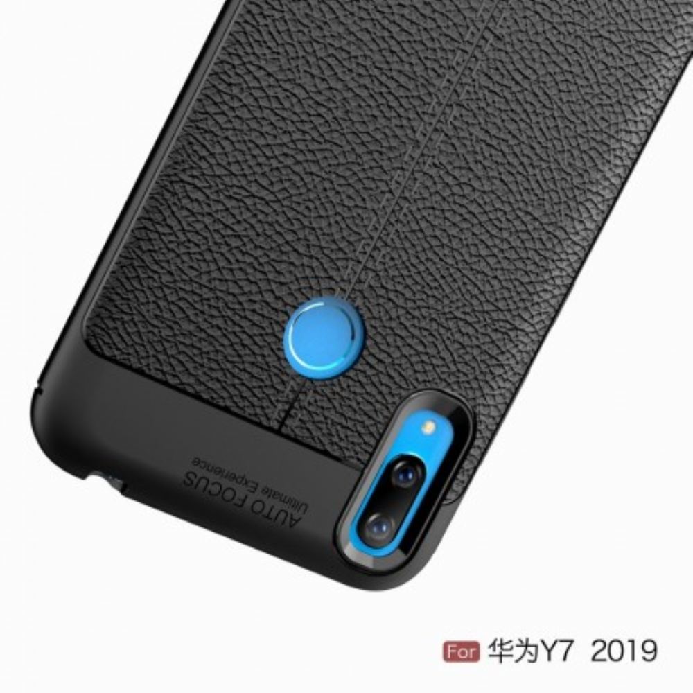 Kryt Na Huawei Y7 2019 Dvouřadý Kožený Efekt Litchi