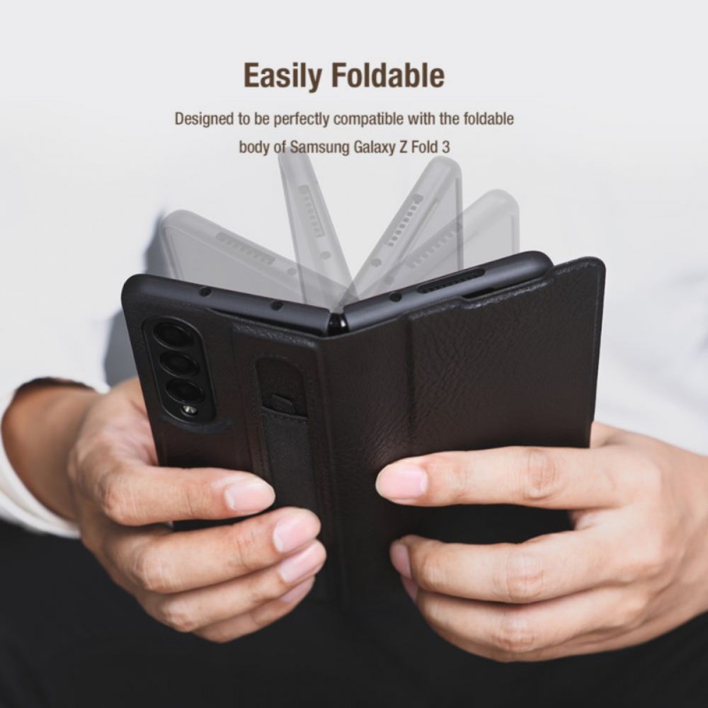 Flipové Pouzdro Na Samsung Galaxy Z Fold 3 5G Imitace Kůže Nillkin