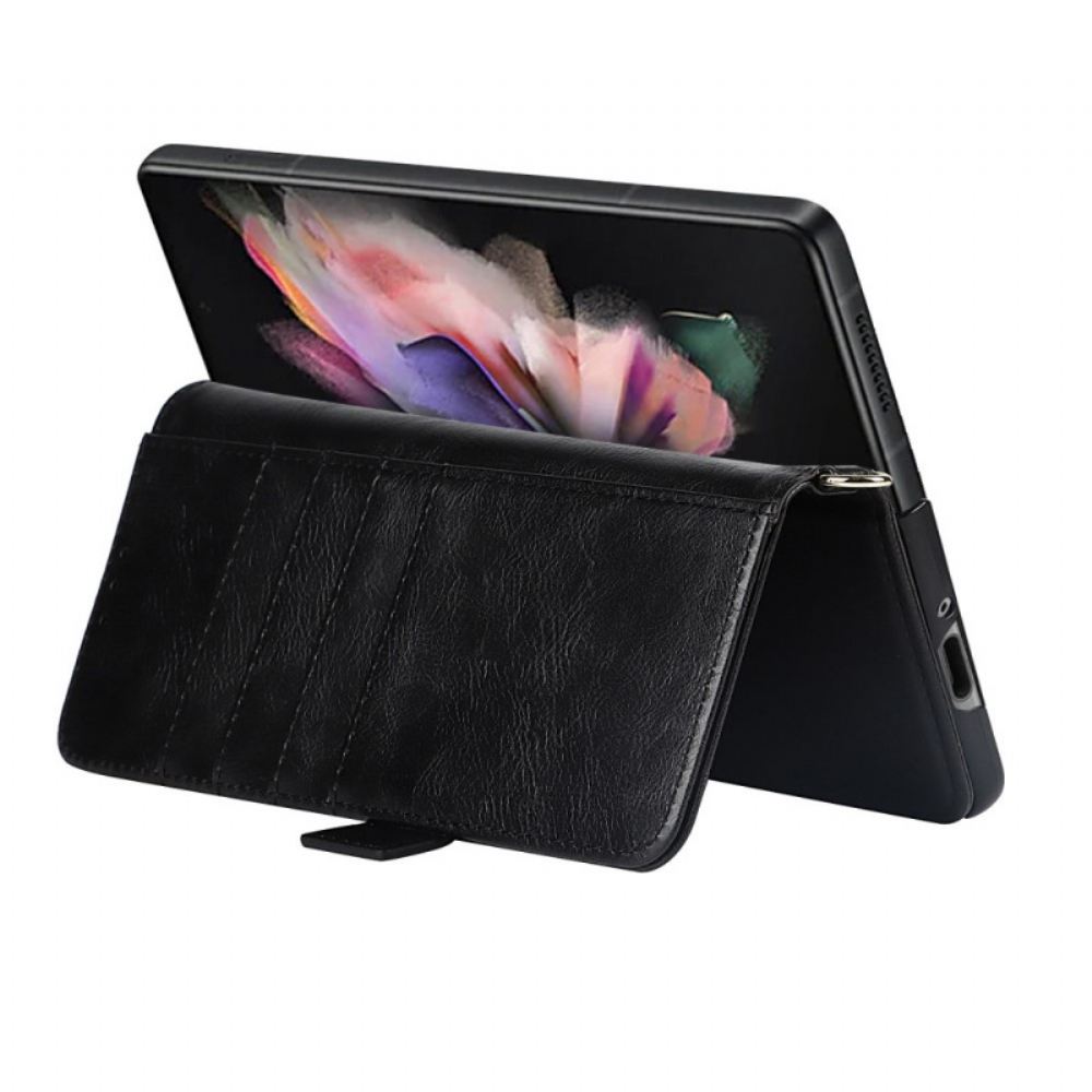 Flipové Pouzdro Na Samsung Galaxy Z Fold 3 5G Kožené Pouzdro Dvojitý Držák Pera