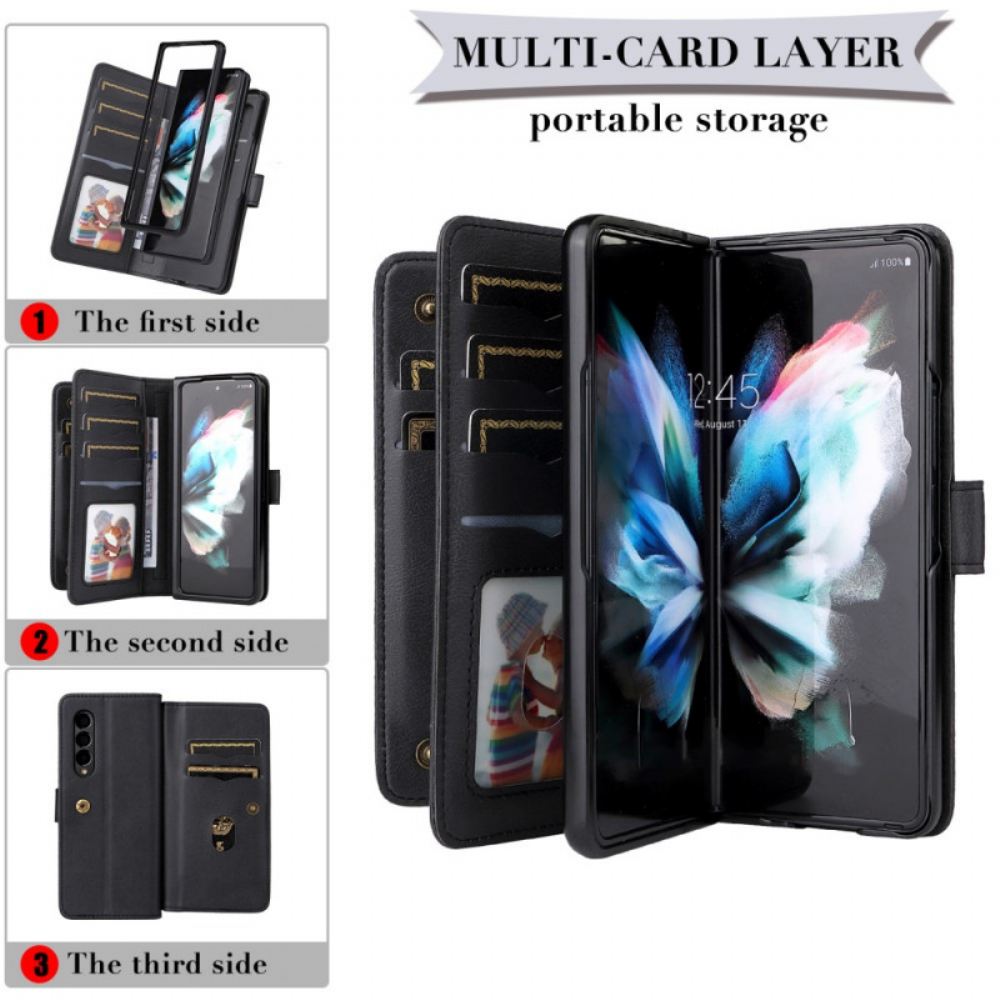 Flipové Pouzdro Na Samsung Galaxy Z Fold 3 5G Multifunkční Obchodní Peněženka