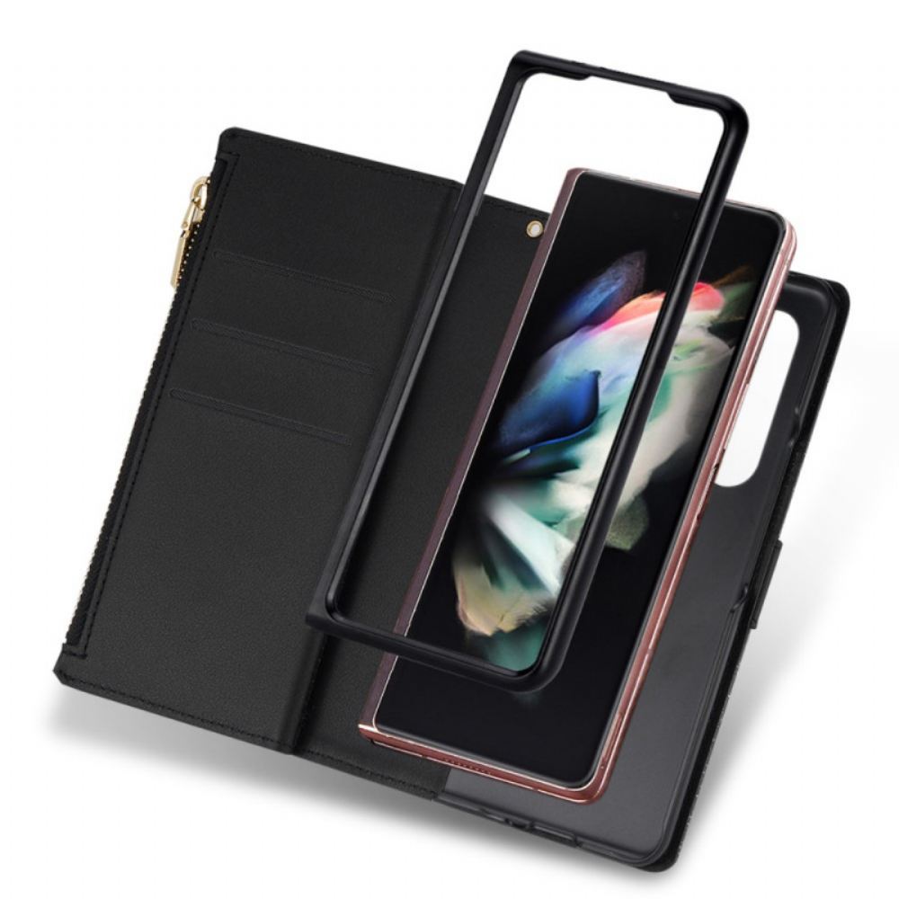 Flipové Pouzdro Na Samsung Galaxy Z Fold 3 5G Peněženkové Pouzdro Peněženka Na Zip S Flitry