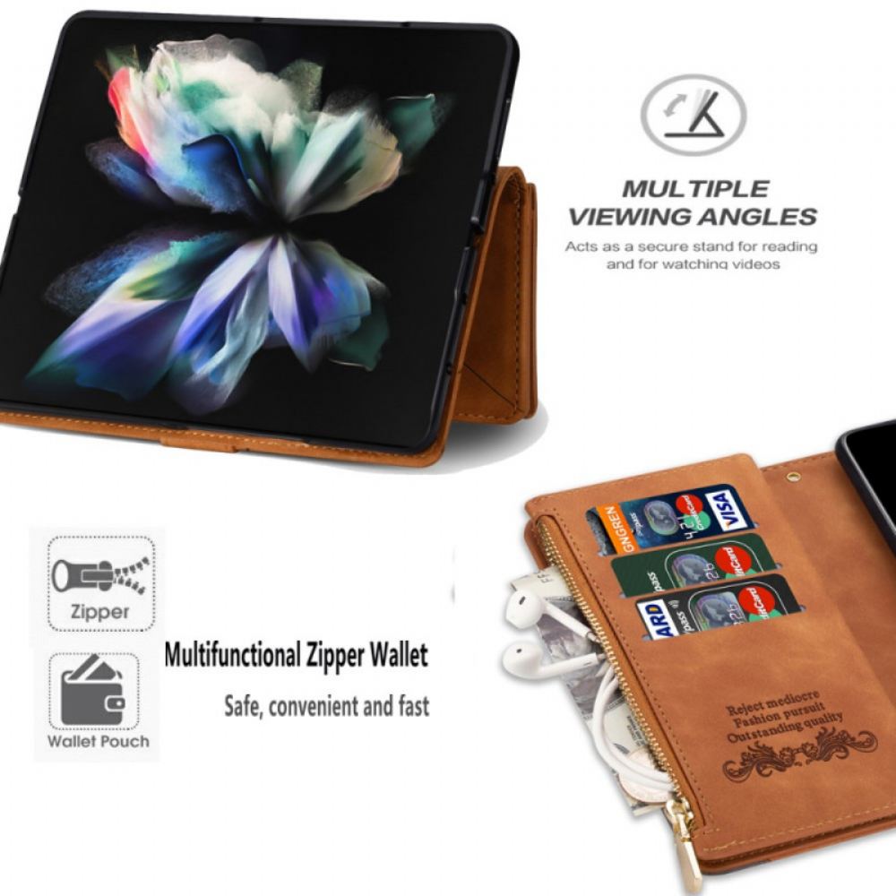 Flipové Pouzdro Na Samsung Galaxy Z Fold 3 5G S Peněženkou Na Mince