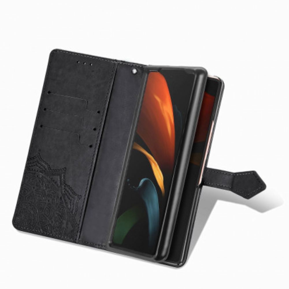 Kožené Pouzdro Na Samsung Galaxy Z Fold 3 5G Středověká Mandala