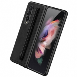 Kryt Na Samsung Galaxy Z Fold 3 5G Držák Doteku S Koženým Efektem Gkk