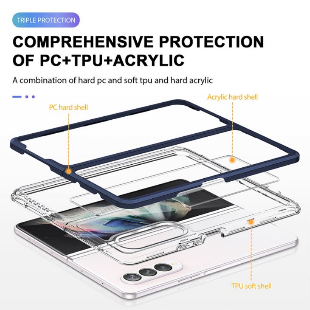 Kryt Na Samsung Galaxy Z Fold 3 5G Transparentní Hybridní Barevné Okraje