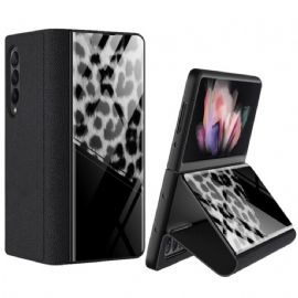 Kryty Na Mobil Na Samsung Galaxy Z Fold 3 5G Flipové Pouzdro Tvrzené Sklo Leopard