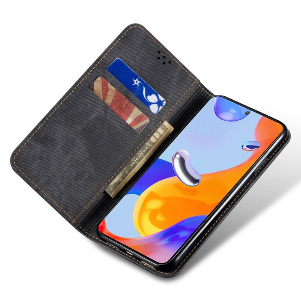 Kožené Pouzdro Folio Xiaomi Redmi Note 13 4g Džínová Tkanina